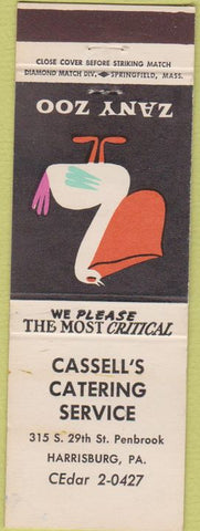 Matchbook Cover - Cassell's Catering Harrisburg PA pelican