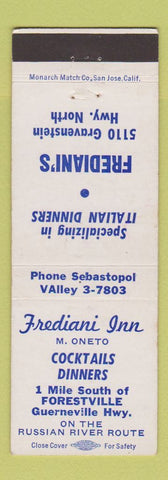 Matchbook Cover - Frediani Inn Forestville CA