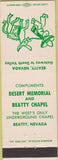 Matchbook Cover - Desert Memorial Beatty Chapel NV