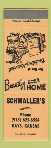 Matchbook Cover - Schwaller's Building Material Lumber Hays KS