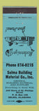 Matchbook Cover - Selma Building Material Lumber Selma AL