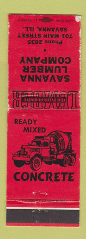 Matchbook Cover - Savanna Lumber IL Concrete WORN
