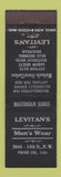 Matchbook Cover - Levitan's Men's Clothes New York City?