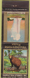 Matchbook Cover - Yellowstone Park Hamilton Stores Old Faithful