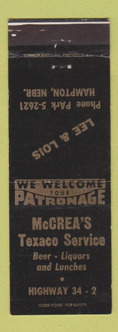 Matchbook Cover - McCrea's Texaco oil gas Hampton NE