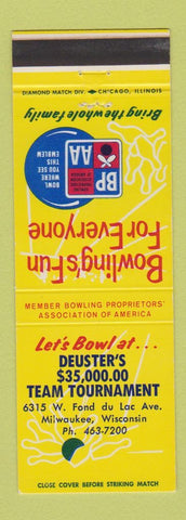 Matchbook Cover - Deuster's Bowling Tournament Milwaukee WI