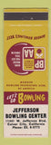 Matchbook Cover - Jefferson Bowling Center Culver City CA