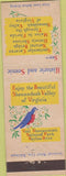 Matchbook Cover - Shenandoah Valley National Park VA