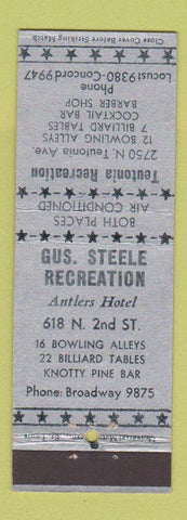 Matchbook Cover - Gus Steele Recreation Bowling billiards Milwaukee WI