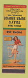 Matchbook Cover - Tully's Super Service oil gas Ligonier IN pinup Conoco