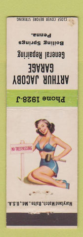 Matchbook Cover - Arthur Jacoby Garage Boiling Springs PA pinup