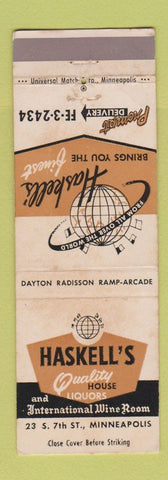 Matchbook Cover - Haskell's Liquors Minneapolis MN WEAR