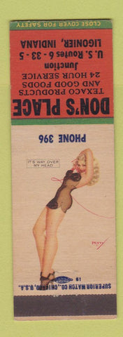 Matchbook Cover - Don's Place Texaco oil gas Ligonier IN pinup
