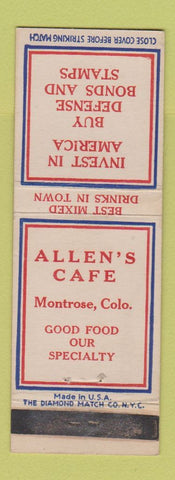 Matchbook Cover - Allen's Cafe Montrose Colorado WWII