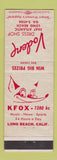 Matchbook Cover - Vodene Dress Shop Long Beach CA KFOX Radio