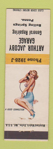 Matchbook Cover - Arthur Jacoby Garage Boiling Springs PA pinup
