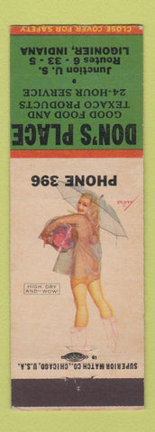 Matchbook Cover - Don's Place Texaco oil gas Ligonier IN pinup