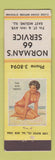 Matchbook Cover - Norman's 66 Service oil gas East Moline IL pinup