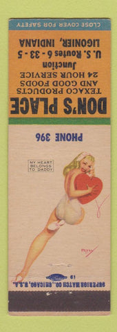 Matchbook Cover - Don's Place Texaco oil gas Ligonier IN pinup