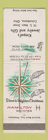 Matchbook Cover - Hamilton Watches Kimpel's Columbiana OH
