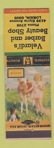 Matchbook Cover - Velardi's Barber Beauty Shop Lorain OH