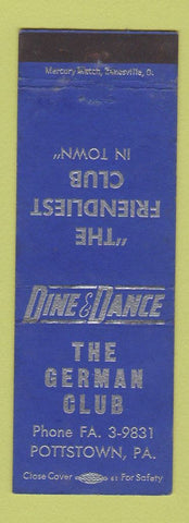 Matchbook Cover - The German Club Pottstown PA