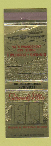 Matchbook Cover - Schmeck's Villa Italian Restaurant Jacksonwald PA WEAR