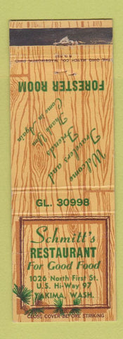 Matchbook Cover - Schmitt's Restaurant Yakima WA
