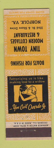 Matchbook Cover - Tiny Town Cottages Restaurant Norfolk VA ADVANCE