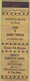 Matchbook Cover - Sandwich Shop ST Paul MN WORN