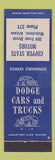 Matchbook Cover - Dodge Cars and Trucks Copper State Motors Winkelman AZ