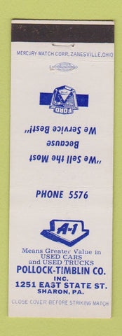Matchbook Cover - Pollock Timblin Ford Sharon PA