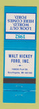 Matchbook Cover - Walt Hickey 1982 Ford Southgate MI