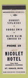 Matchbook Cover - Nicolet Hotel St Ignace MI WEAR