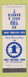 Matchbook Cover - First National Bank of Anchorage AK