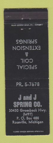 Matchbook Cover - J and J Spring Company Roseville MI