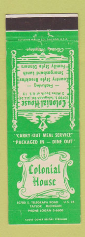 Matchbook Cover - Colonial House Taylor MI