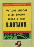 Matchbook Cover - Kaylor's Restaurant Mount Joy PA pinup