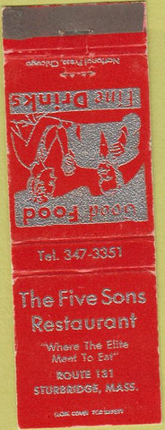 Matchbook Cover - Five Sons Restaurant Sturbridge MA