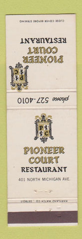 Matchbook Cover - Pioneer Court Restaurant Detroit?