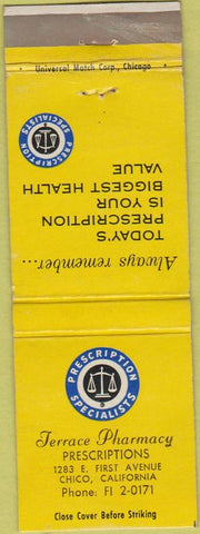 Matchbook Cover - Terrace Drugs Chico CA