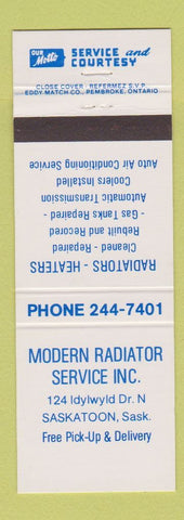Matchbook Cover - Modern Radiator Service Saskatoon SK