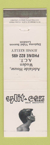 Matchbook Cover - Split Caz Hair Salon Adelaide House Woden Australia