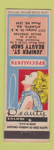 Matchbook Cover - Juniper St Beauty Shop Atlanta GA girlie