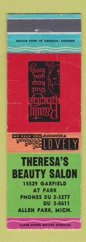 Matchbook Cover - Theresa's Beauty Salon Allen Park MI