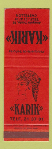 Matchbook Cover - Karik Beauty Salon Castellon Spain