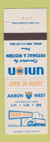 Matchbook Cover - Union 76 oil gas Akron West Seville OH