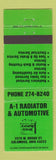 Matchbook Cover - A1 Radiator & Automotive Columbus OH