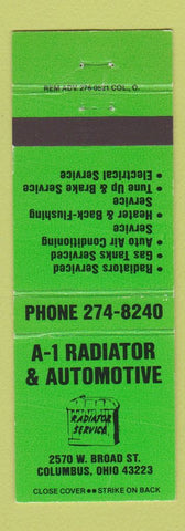 Matchbook Cover - A1 Radiator & Automotive Columbus OH