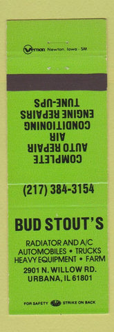 Matchbook Cover - Bud Stout's Radiator Shop Urbana IL